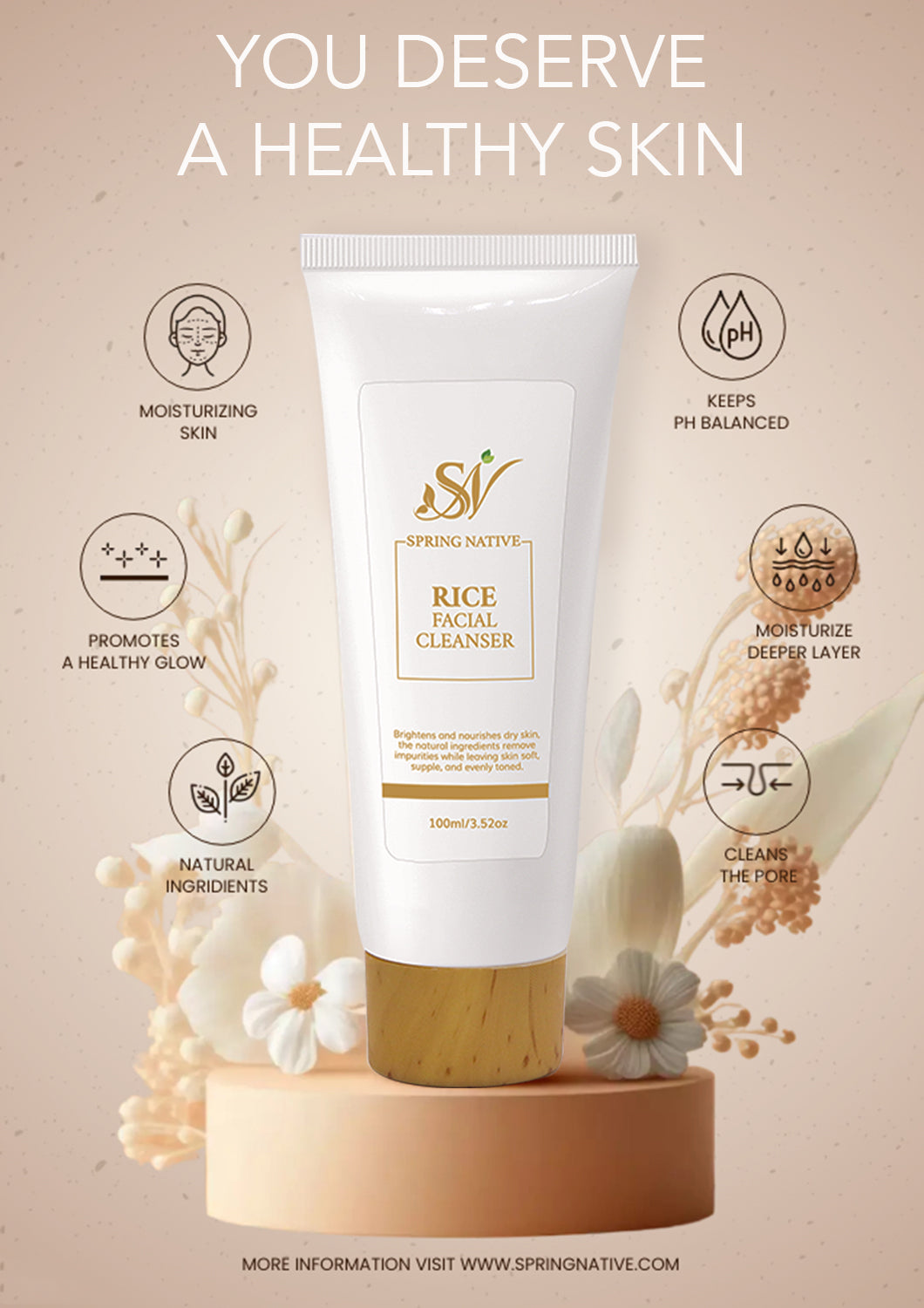 Rice Facial Cleanser – Brightening & Nourishing Daily Wash